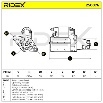 Starter RIDEX 2S0076 2S0076 - photo 6