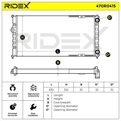 Radiator, Engine Cooling RIDEX 470R0415 470R0415 - photo 2