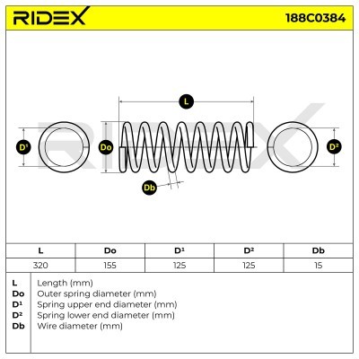 Suspension Spring RIDEX 188C0384 188C0384 - photo 3