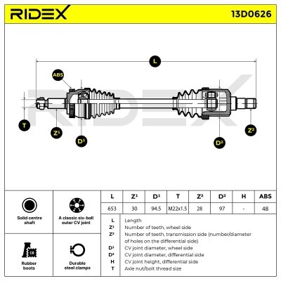 Drive Shaft RIDEX 13D0626 13D0626 - photo 7