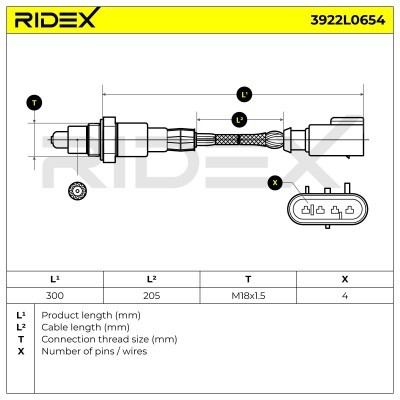 Lambda (Oxygen) Sensor RIDEX 3922L0654 3922L0654 - photo 7