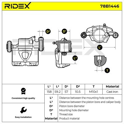Brake Caliper RIDEX 78B1446 78B1446 - photo 7