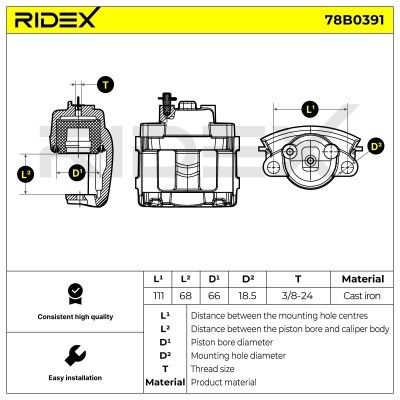 Brake Caliper RIDEX 78B0391 78B0391 - photo 6