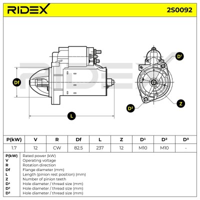 Starter RIDEX 2S0092 2S0092 - photo 7