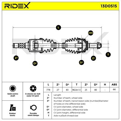 Drive Shaft RIDEX 13D0515 13D0515 - photo 7