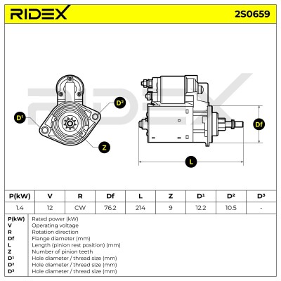 Starter RIDEX 2S0659 2S0659 - photo 7