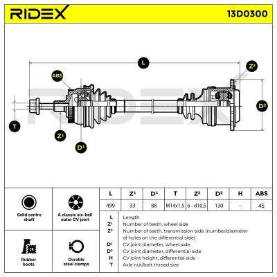 Drive Shaft RIDEX 13D0300 13D0300 - photo 5