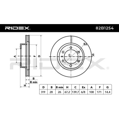 Brake Disc RIDEX 82B1254 82B1254 - photo 3