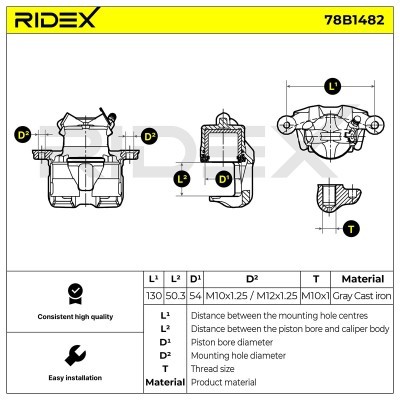 Brake Caliper RIDEX 78B1482 78B1482 - photo 7