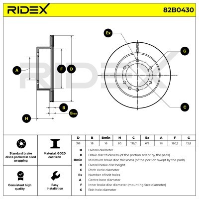 Brake Disc RIDEX 82B0430 82B0430 - photo 6