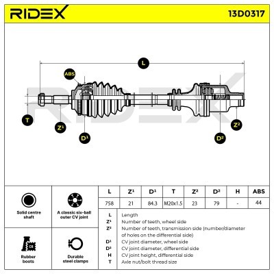 Drive Shaft RIDEX 13D0317 13D0317 - photo 7