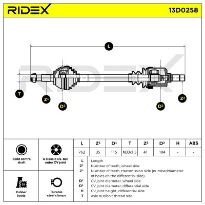 Drive Shaft RIDEX 13D0258 13D0258 - photo 7