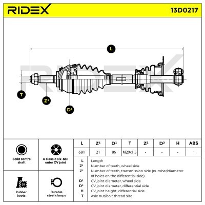Drive Shaft RIDEX 13D0217 13D0217 - photo 4