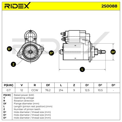 Starter RIDEX 2S0088 2S0088 - photo 5