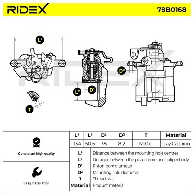 Brake Caliper RIDEX 78B0168 78B0168 - photo 2