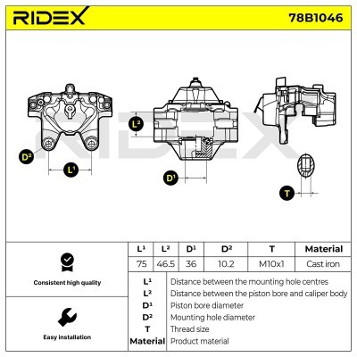 Brake Caliper RIDEX 78B1046 78B1046 - photo 6