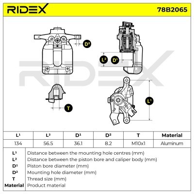 Brake Caliper RIDEX 78B2065 78B2065 - photo 7