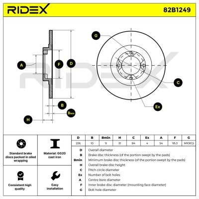 Brake Disc RIDEX 82B1249 82B1249 - photo 6