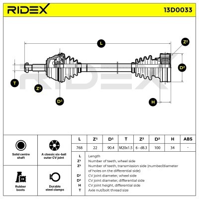 Drive Shaft RIDEX 13D0033 13D0033 - photo 5