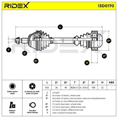 Drive Shaft RIDEX 13D0170 13D0170 - photo 3