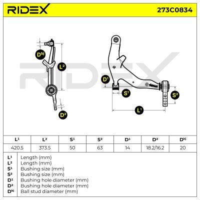 Control Arm RIDEX 273C0834 273C0834 - photo 7