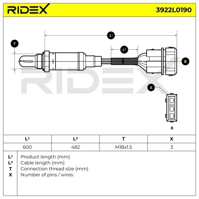 Lambda (Oxygen) Sensor RIDEX 3922L0190 3922L0190 - photo 5