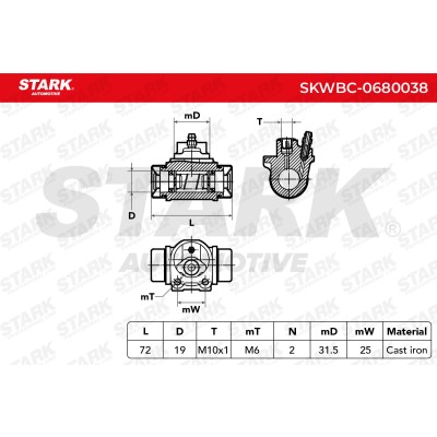 Wheel Brake Cylinder Stark SKWBC-0680038 SKWBC-0680038 - photo 7