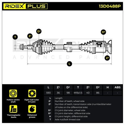 Drive Shaft RIDEX 13D0488P 13D0488P - photo 8