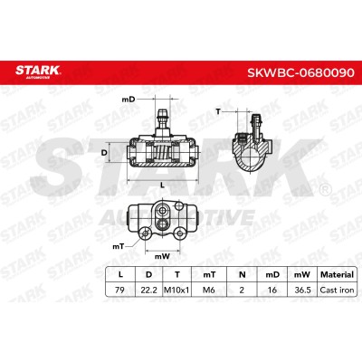 Wheel Brake Cylinder Stark SKWBC-0680090 SKWBC-0680090 - photo 5