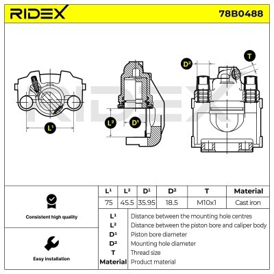 Brake Caliper RIDEX 78B0488 78B0488 - photo 6