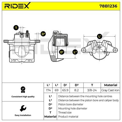 Brake Caliper RIDEX 78B1236 78B1236 - photo 6