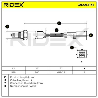 Lambda (Oxygen) Sensor RIDEX 3922L1134 3922L1134 - photo 6