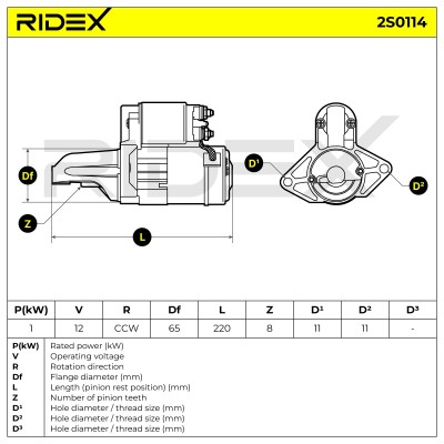 Starter RIDEX 2S0114 2S0114 - photo 6