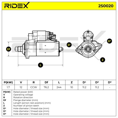 Starter RIDEX 2S0020 2S0020 - photo 7