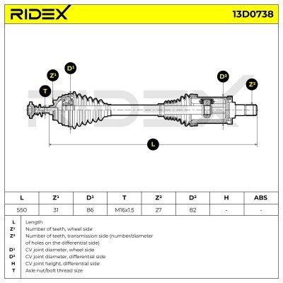Drive Shaft RIDEX 13D0738 13D0738 - photo 7