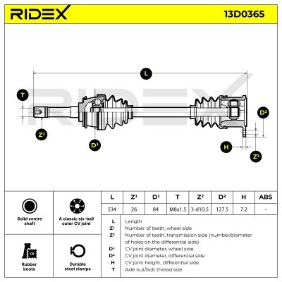 Drive Shaft RIDEX 13D0365 13D0365 - photo 7