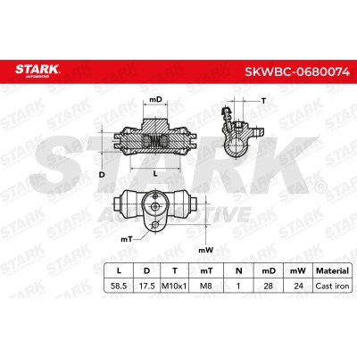 Wheel Brake Cylinder Stark SKWBC-0680074 SKWBC-0680074 - photo 4