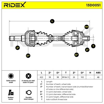 Drive Shaft RIDEX 13D0051 13D0051 - photo 6