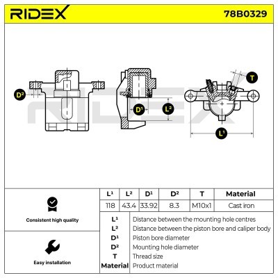 Brake Caliper RIDEX 78B0329 78B0329 - photo 7