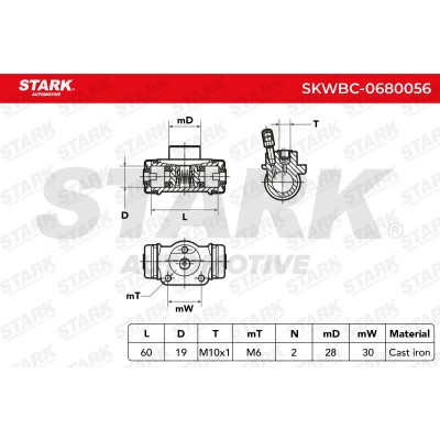 Wheel Brake Cylinder Stark SKWBC-0680056 SKWBC-0680056 - photo 5