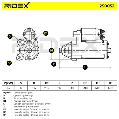 Starter RIDEX 2S0052 2S0052 - photo 6