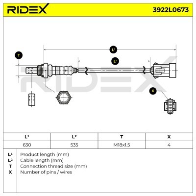 Lambda (Oxygen) Sensor RIDEX 3922L0673 3922L0673 - photo 6