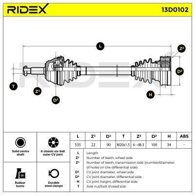 Drive Shaft RIDEX 13D0102 13D0102 - photo 3