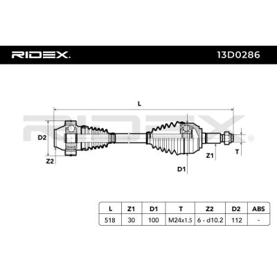Drive Shaft RIDEX 13D0286 13D0286 - photo 5