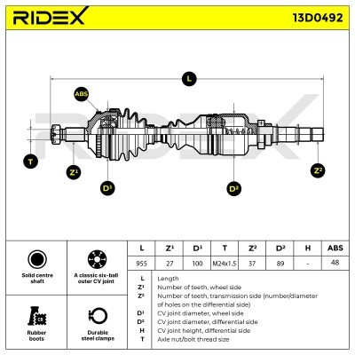 Drive Shaft RIDEX 13D0492 13D0492 - photo 7