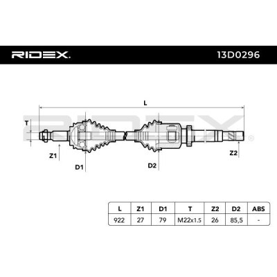 Drive Shaft RIDEX 13D0296 13D0296 - photo 6