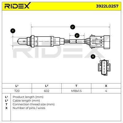 Lambda (Oxygen) Sensor RIDEX 3922L0257 3922L0257 - photo 6
