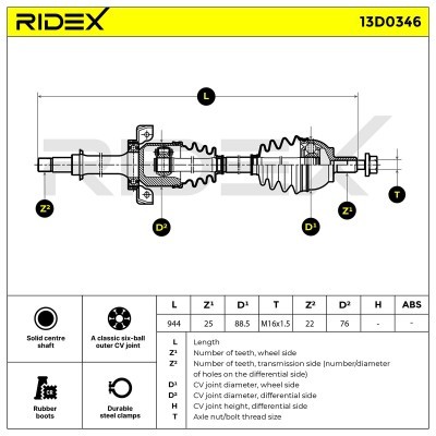 Drive Shaft RIDEX 13D0346 13D0346 - photo 8
