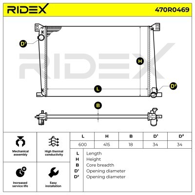 Radiator, Engine Cooling RIDEX 470R0469 470R0469 - photo 3