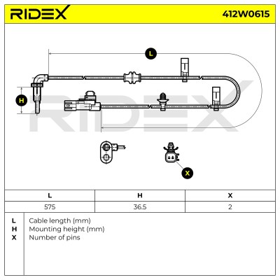 ABS Sensor RIDEX 412W0615 412W0615 - photo 7